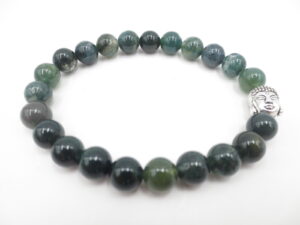 0,8cm Armband Moss Agate Buddha