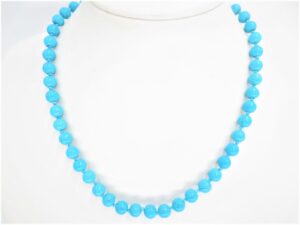 0,8cm Kette mit kleinen Steinperlen Blauer Turquoise