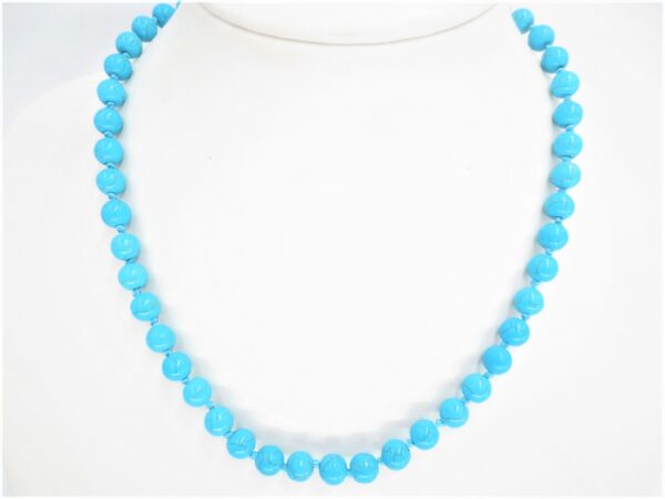 0,8cm Kette mit kleinen Steinperlen Blauer Turquoise