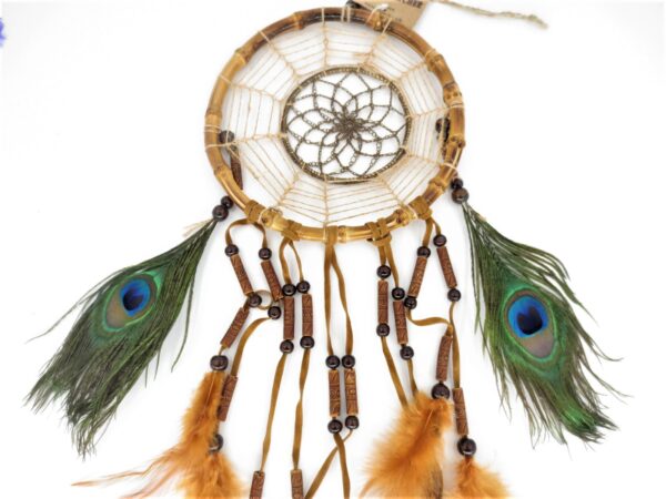 17cm Bambus Dreamcatcher mit Pfauenfeder