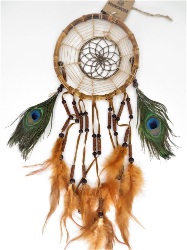 17cm Bambus Dreamcatcher mit Pfauenfeder