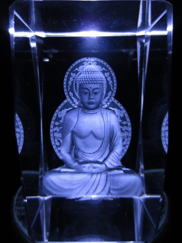 3D Laserblock mit meditierendem Buddha