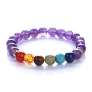 7 chakra 0,8cm Stein Armband Amethyst