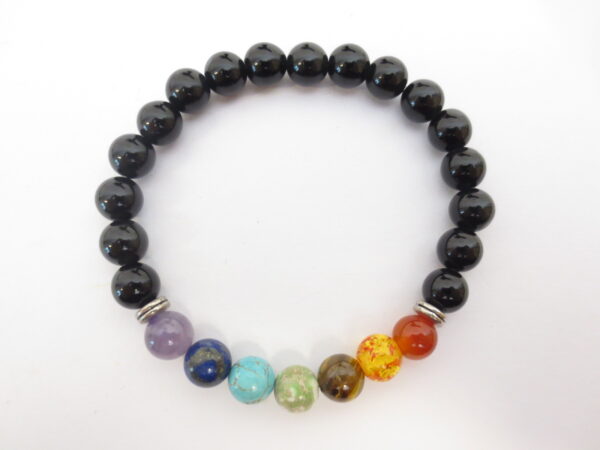 7 chakra 0,8cm Stein Armband Onyx