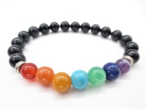 7 chakra 0,8cm Stein Armband Onyx