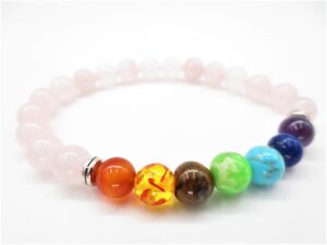 7 chakra 0,8cm Stein Armband Rosenquarz