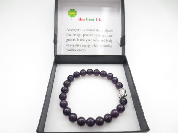 8mm Armband Amethyst Buddha mit Geschenk Box