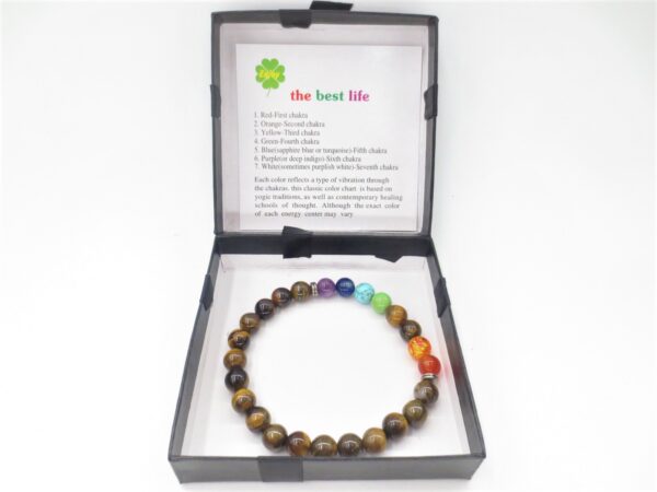 8mm Armband Tigerauge 7 Chakra