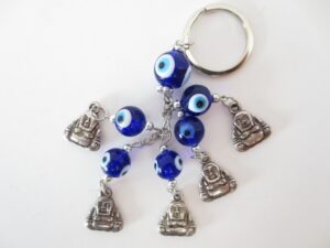 Blaues bses Auge, Schlsselanhnger mit Buddha Set mit 6