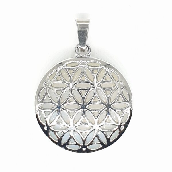 Edelstein Flower of Life Anhnger - Opalite