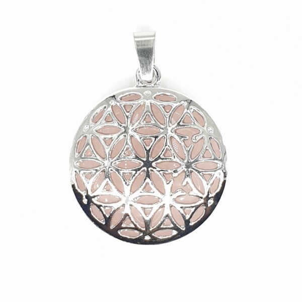 Edelstein Flower of Life Anhnger - Rosenquarz