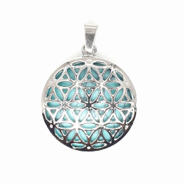 Edelstein Flower of Life Anhnger - Trkis