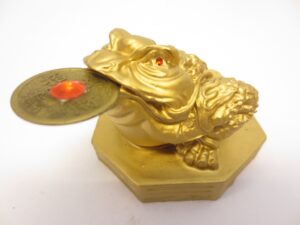 Feng Shui Frosch gold mit Glcksmnze