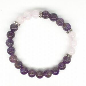 Grohandel - 8mm Armband Amethyst mit Diamant und Geschenkbox