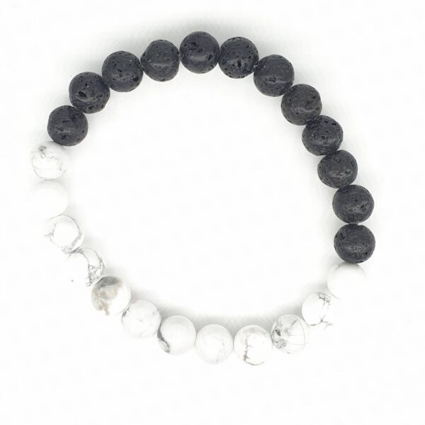 Grohandel - 8mm Yinyang ArmbandHowlite mit Lavastein und Geschenkbox