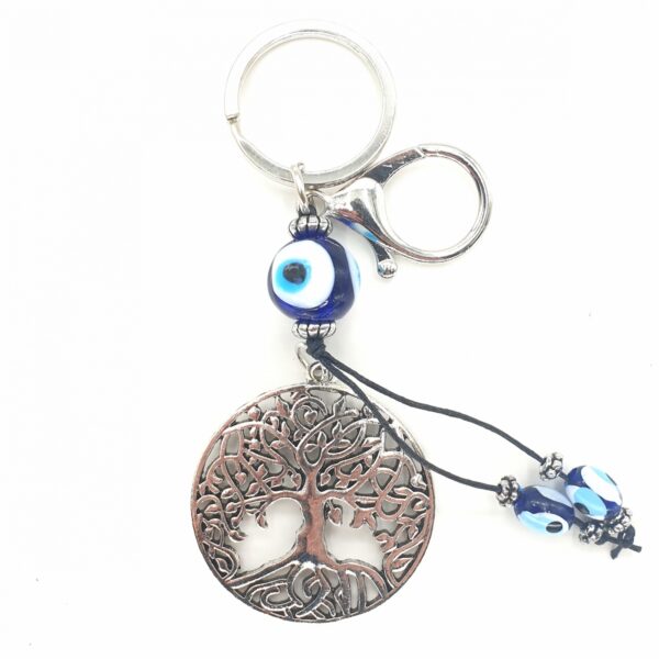 Grohandel - Blue Evil Eye Schlsselring mit Tree of Life (6pcs)