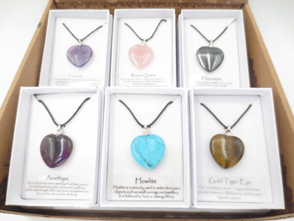 Grohandel - Gemstone Heart Pendants Necklace With Diamand