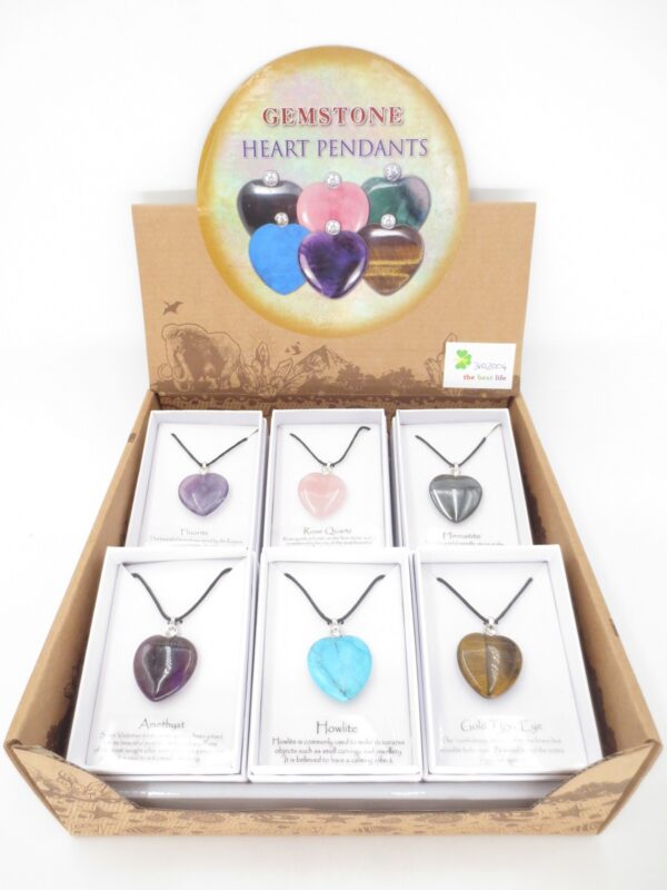 Grohandel - Gemstone Heart Pendants Necklace With Diamand