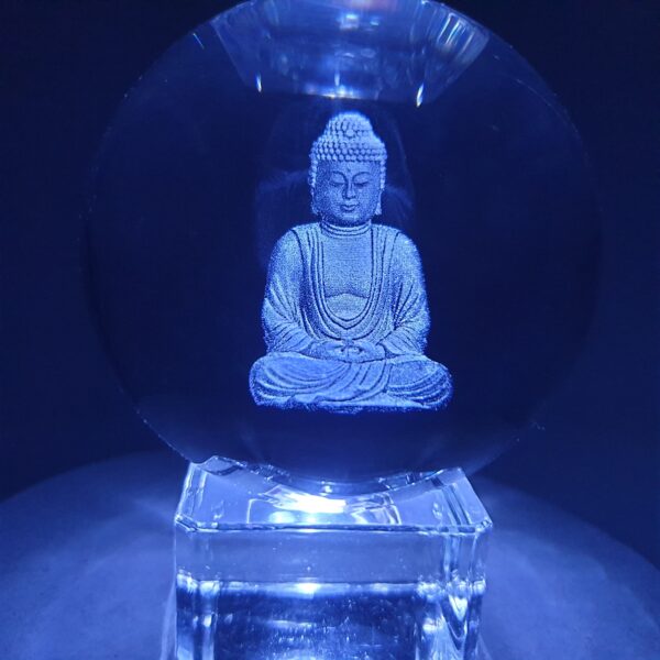 Grohandel - Kristalllaserkugel Meditation Buddha 6cm