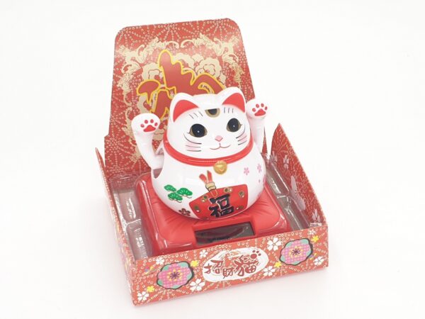 Grohandel - Lucky Cat Solar Light Wei mit 2 beweglichen Armen