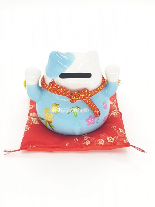 Grohandel - Lucky Cat Sparbchse auf Kissen mit 2 Blasen Blau und Rosa