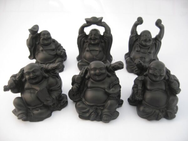 Grosshandel - 8cm Buddha Set Schwarz 6 Stck sitzend