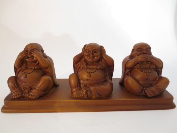 Grosshandel - Buddhas holzfarbig gelb Hren, Sehen, Schweigen