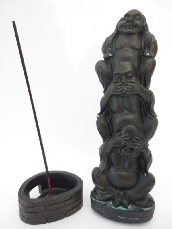 Hren, sehen, sprechen No Evil Buddha Rucherstbchen Turm schwarz