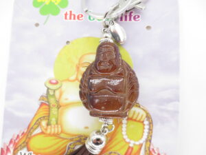 lchelndes Buddha keychain braun