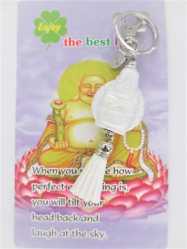 lchelndes Buddha keychain weiss