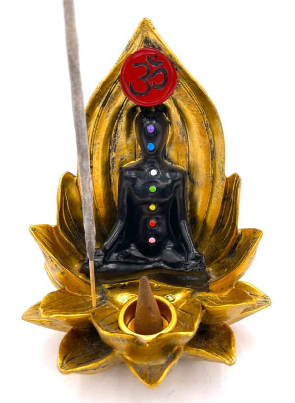 Lotus 7 Chakra-Meditation OM Rucherstbchenhalter Gold