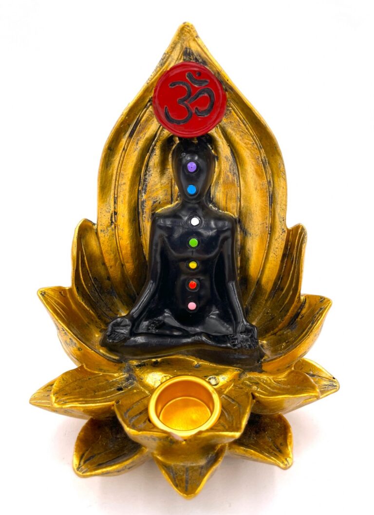 Lotus 7 Chakra-Meditation OM Rucherstbchenhalter Gold