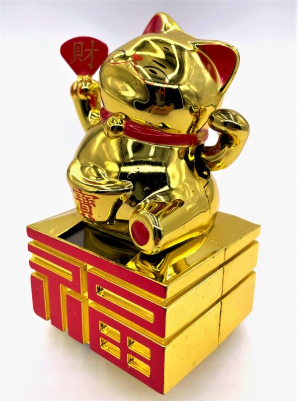 Lucky Cat Solarleuchte Gold