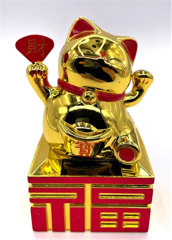 Lucky Cat Solarleuchte Gold