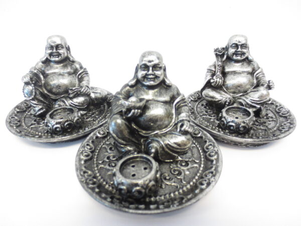 Set von 3 Happy Buddha Rucherstbchenhalter silber