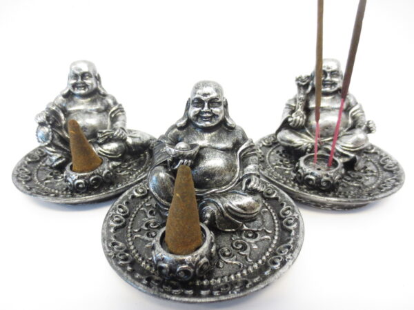 Set von 3 Happy Buddha Rucherstbchenhalter silber