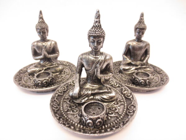 Set von 3 Tibetische Buddha Rucherstbchenhalter silber