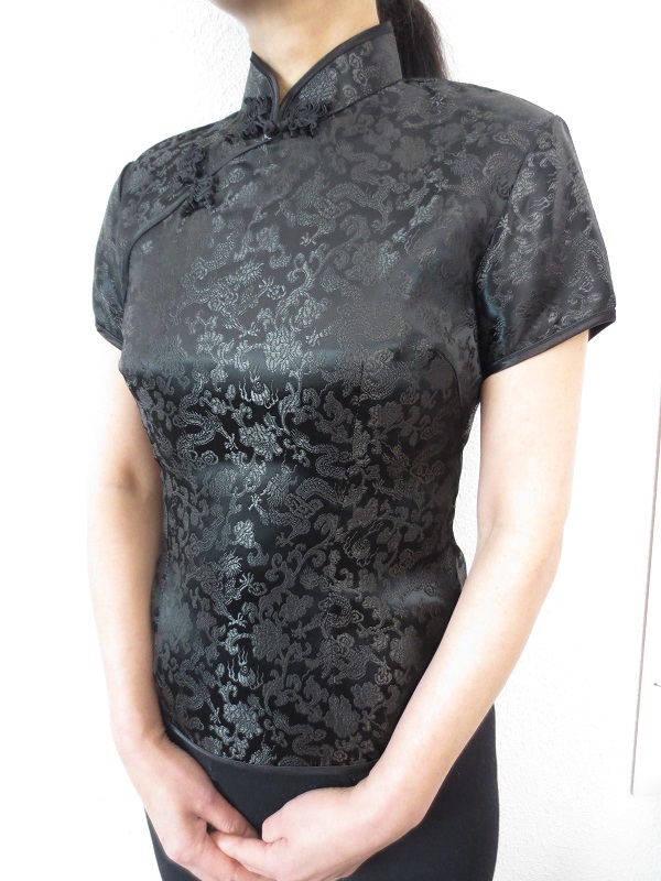 Shanghai bluse drache schwarz