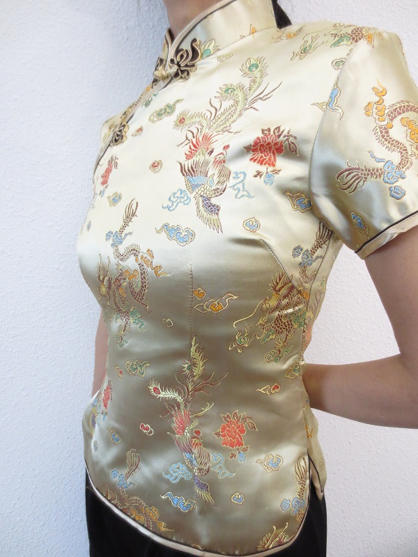 Shanghai bluse drache/phoenix gold