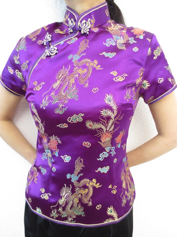 Shanghai bluse drache/phoenix lila