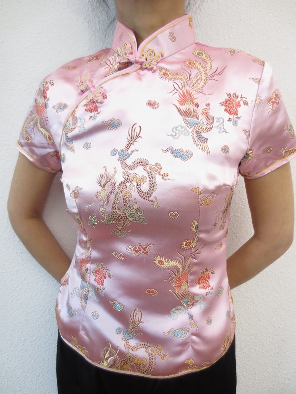 Shanghai bluse drache/phoenix rosa