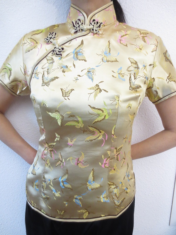 Shanghai bluse schmetterling gold