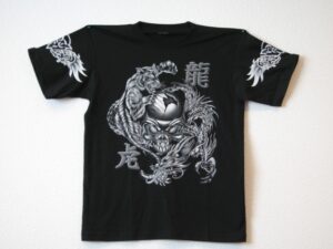 T-Shirt mit Drachen, Tiger und Todeskopf (Gre L)