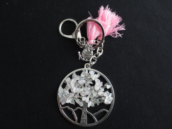 Tree of Life keychain Rosenquarz mit eule