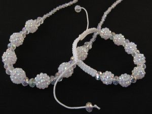 Imitation Shamballa Armband & Kette Set wei