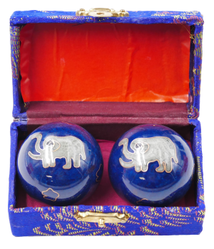 Meridiankugeln blau mit Elefant - 4 cm