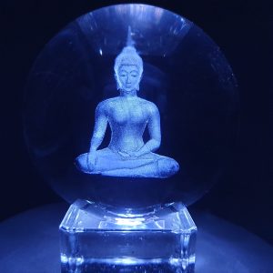 Kristalllaserkugel Thai Buddha 6 cm