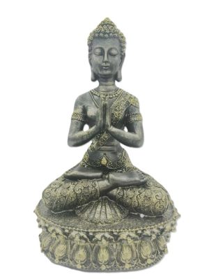 Tibetische Buddha-Statue – Gold und Schwarz