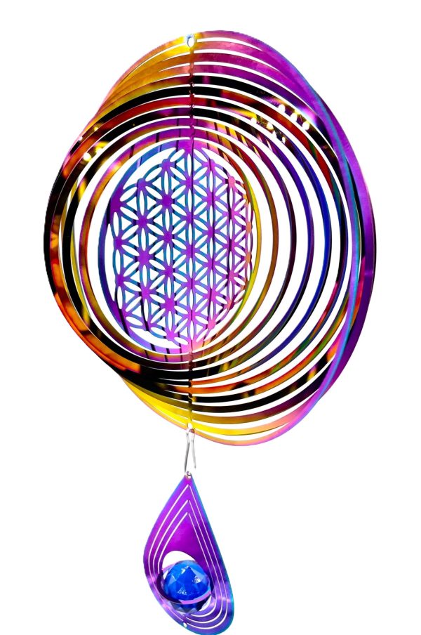 Medium Cosmo Windspinner Blume des Lebens - Rainbow Drop