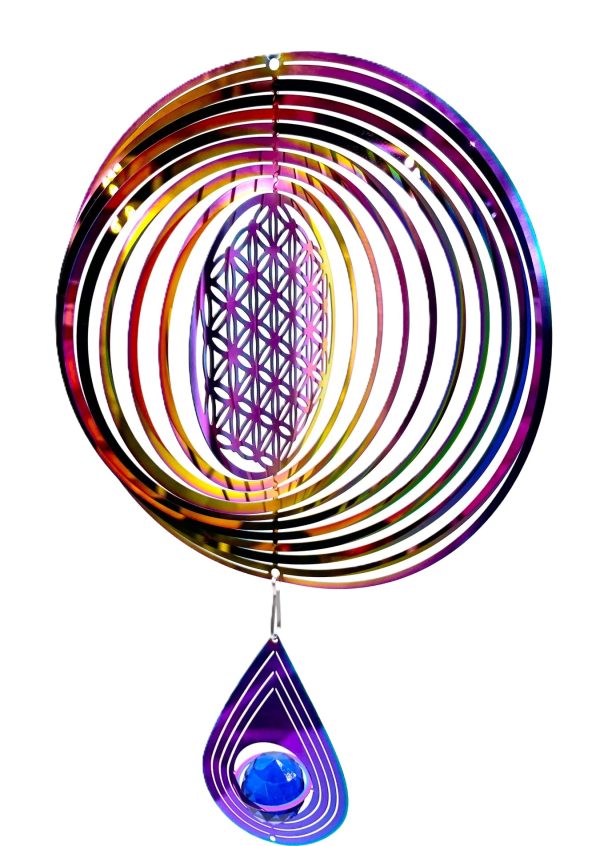 Medium Cosmo Windspinner Blume des Lebens - Rainbow Drop